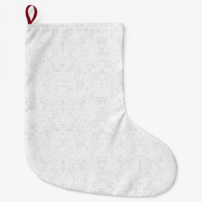 Monochrome Floral Pattern – Elegant Seamless Art Großer Weihnachtsstrumpf (Vorderseite)