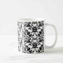 Monochrome Florals Muster-Tasse