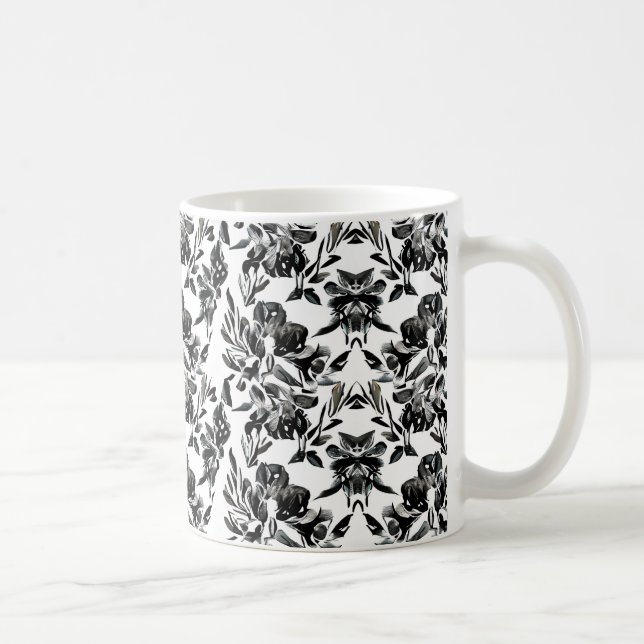 Monochrome Florals Muster-Tasse Kaffeetasse (Rechts)
