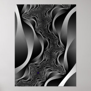 Monochrome Fraktalbänder in unendlicher Tiefe Poster