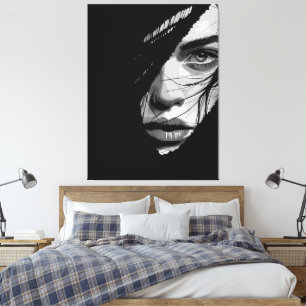 Monochrome geheimnisvolle Porträtkunst Leinwanddruck