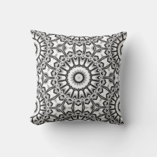 Monochrome Geometric Mandala Bloom Kissen