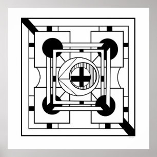 Monochrome Geometrie, Minimalistische Abstrakte Ge Poster