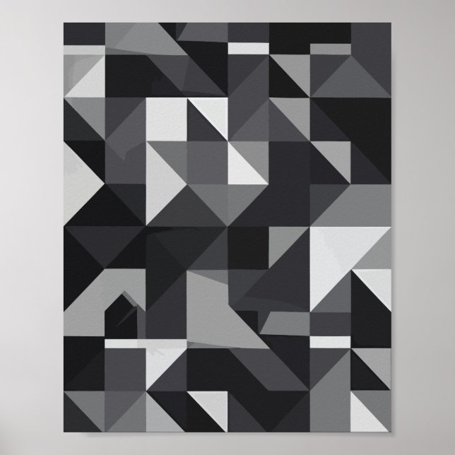 Monochrome geometrische Muster mit dreieckiger For Poster (Vorne)