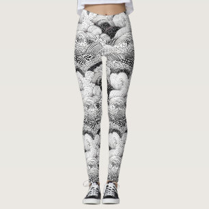 Monochrome geometrische organische Kunst - Schwarz Leggings