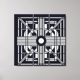 Monochrome geometrische Symmetrie - Abstrakte Lini Leinwanddruck