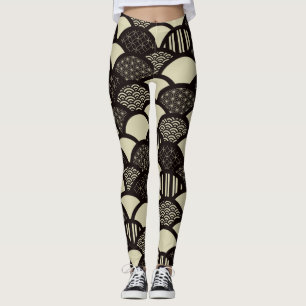 Monochrome geometrische Wellenmuster Leggings