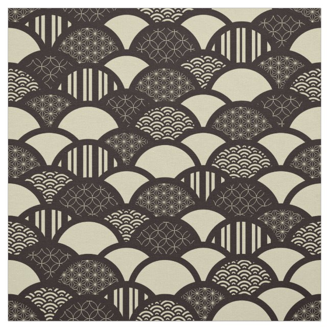 Monochrome geometrische Wellenmuster Stoff (Muster)