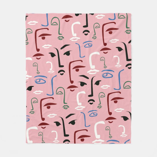 Monochrome Gesichter Fleecedecke (Vorderseite)