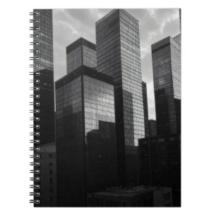 Monochrome Glasfaser Skycraper City Notebook Notizblock