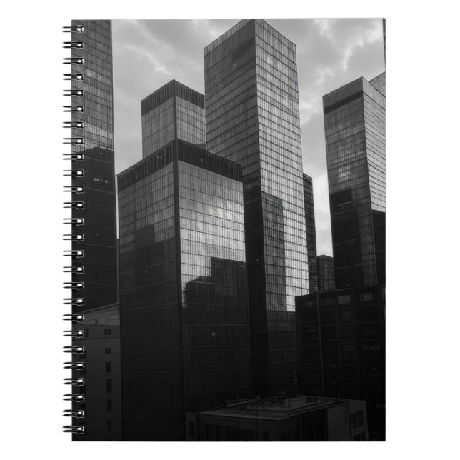 Monochrome Glasfaser Skycraper City Notebook Notizblock (Vorderseite)