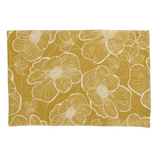 Monochrome Gold Blumenmuster: Abstrakte Nahtlose Kissenbezug