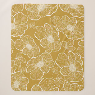 Monochrome Gold Blumenmuster: Abstrakte Nahtlose Sherpadecke