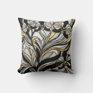 Monochrome Gold-Orchideen-Wurfkissen Kissen