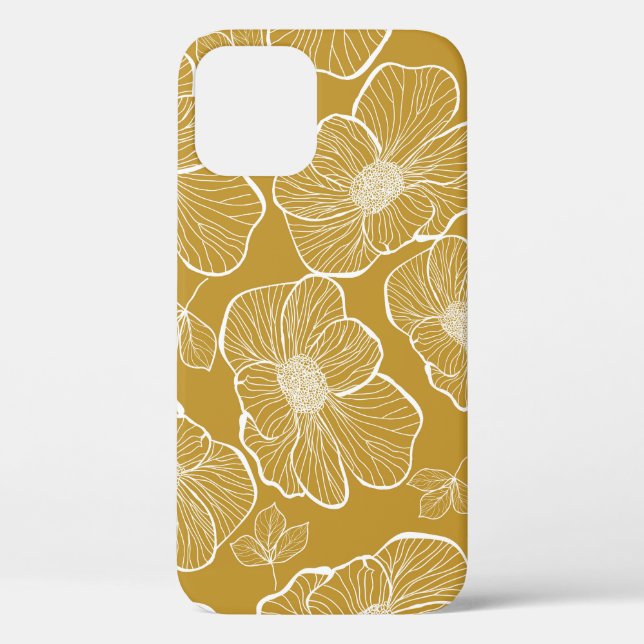 Monochrome goldene Blüte: Abstrakt nahtlos Case-Mate iPhone Hülle (Rückseite)