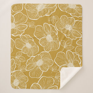 Monochrome goldene Blüte: Abstrakt nahtlos Sherpadecke