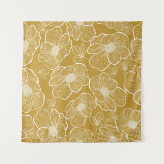 Monochrome goldene Blüte: Abstrakt nahtlos Wandteppich
