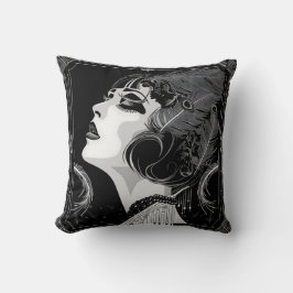 Monochrome Gothic Roaring 20er Frauen Kissen