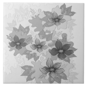 Monochrome graue Blume Fliese