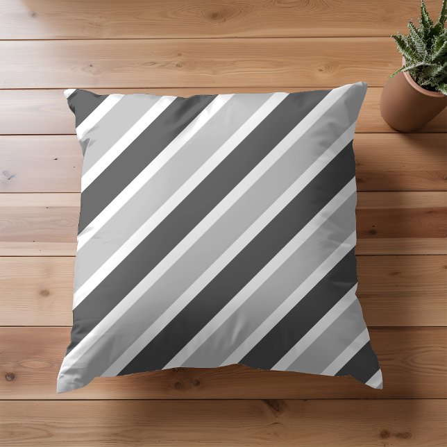 Monochrome graue Diagonalstreifen Kissen (Von Creator hochgeladen)