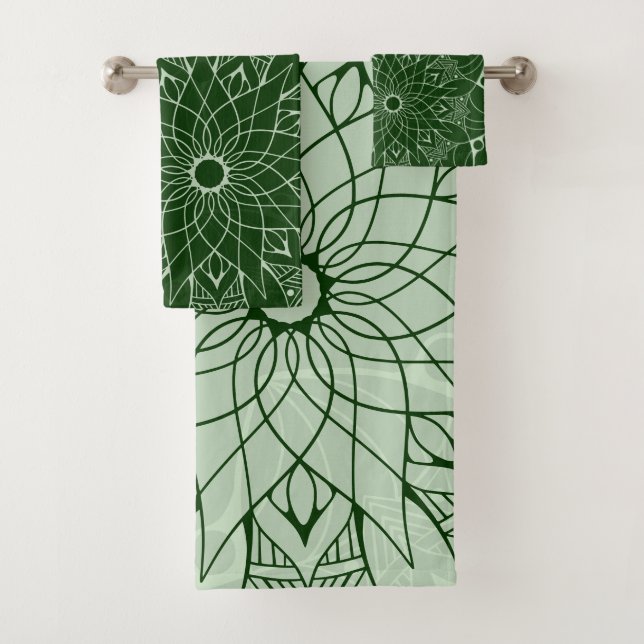 Monochrome grüne Mandala Badetücher Set (Insitu)