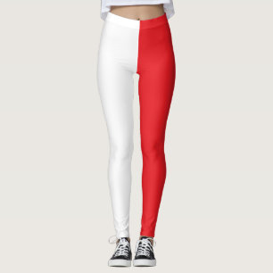 Monochrome Halb Weiß Halb Rot Schulfarben Leggings