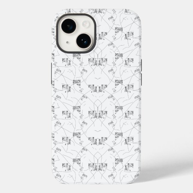 Monochrome handGezeichnet Blumendesign Case-Mate iPhone Hülle (Rückseite)