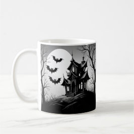 Monochrome Haunted House Mug Kaffeetasse