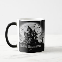 Monochrome Haunted House Mug  Verwandlungstasse