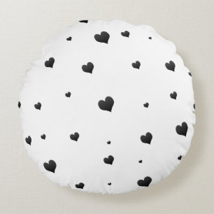 Monochrome Herz Minimalistische Liebe Rundpolyeste Rundes Kissen