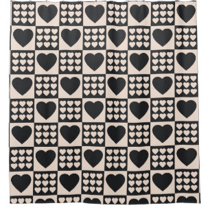 Monochrome Herzen Scheckkarton Moderner Duschvorha Duschvorhang