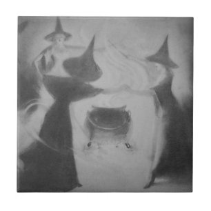 Monochrome Hexennacht-Kauter-Zauber Magie Fliese