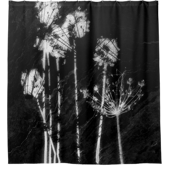 Monochrome High Contrast Dried Wildflowers Graphic Duschvorhang (Vorderseite)