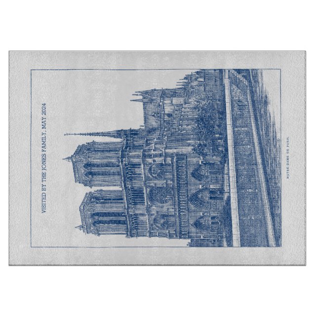Monochrome Indigo Blue Retro Notre Dame de Paris Schneidebrett (Vorderseite)