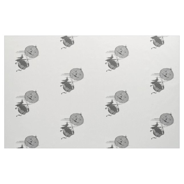 Monochrome Jack O' Lantern Pumpkin Air Ballon Stoff (Fat Quarter (45,7 x 55,9 cm))