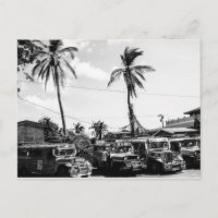 Monochrome Jeepneys Postcard