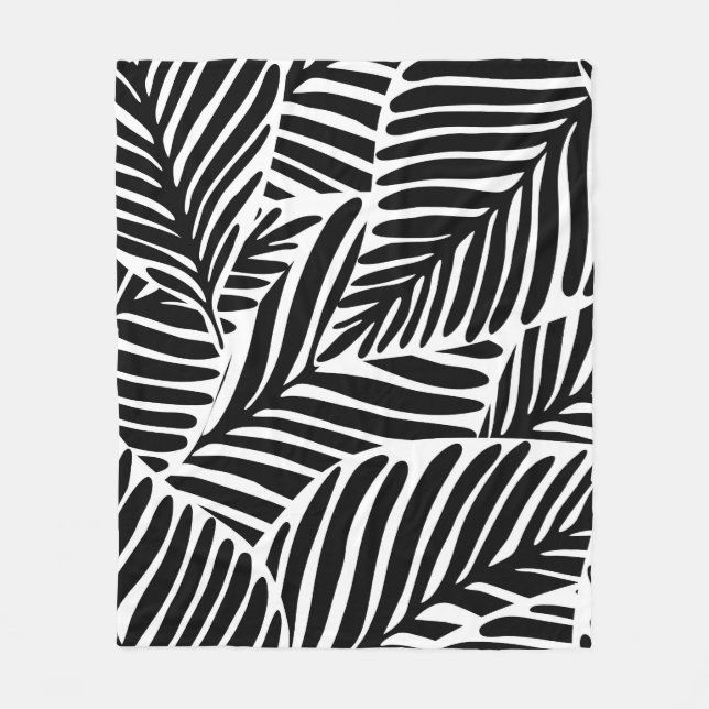 Monochrome Jungle Geometrie nahtloses Muster Fleecedecke (Vorderseite)