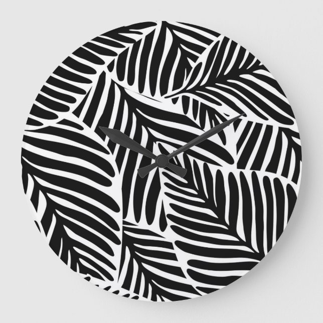 Monochrome Jungle Geometrie nahtloses Muster Große Wanduhr (Vorderseite)