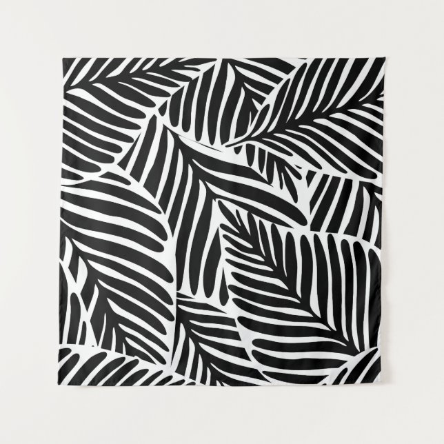 Monochrome Jungle Geometrie nahtloses Muster Wandteppich (Vorderseite)