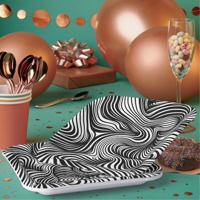 Monochrome Kaleidoskop Pappteller (Multi)