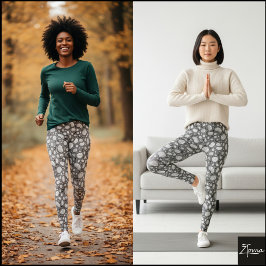 Monochrome Kieselbohne Organisches Doodle-Muster Leggings