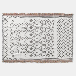 Monochrome Kilim: marokkanische Tribal Texture Art Decke