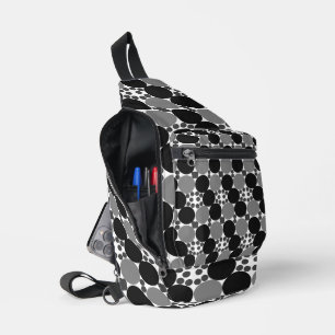 Monochrome Kreise: Abstrakt Schwarz Weiß Und Grau, Crossbody Bag