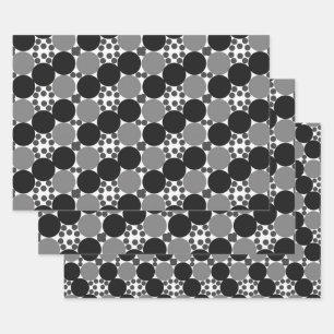 Monochrome Kreise: Abstrakt Schwarz-weiß und grau, Geschenkpapier Set