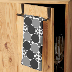 Monochrome Kreise: Abstrakt Schwarz-weiß und grau, Geschirrtuch