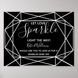 Monochrome Kristall-Geo-Sparkler abschließen Hochz Poster