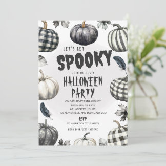 Monochrome Kürbisse Halloween-Party-Einladung Einladung