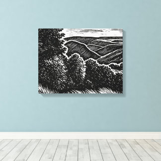 monochrome Landschaft Schwarzweiß Bäume Leinwanddruck