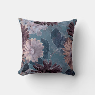 Monochrome Lila: Floral Watercolor Nahtlos Kissen