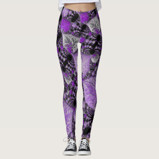 Monochrome Lila Fraktal Art Leggings